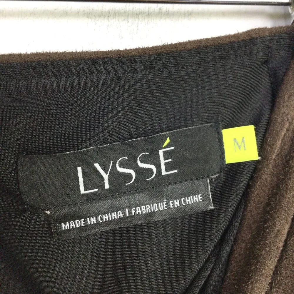 Lysse Womens Faux Suede High Waist Velvet Leggings Pull-On Dark Brown Size M - Picture 14 of 15